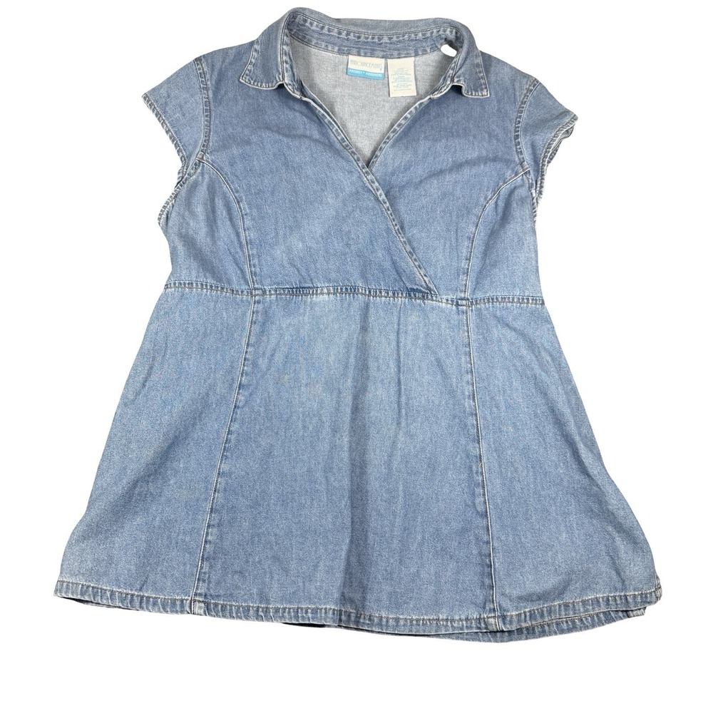 Announcements Maternity Light Wash Large Denim Wrap Top Tie Back Shirt